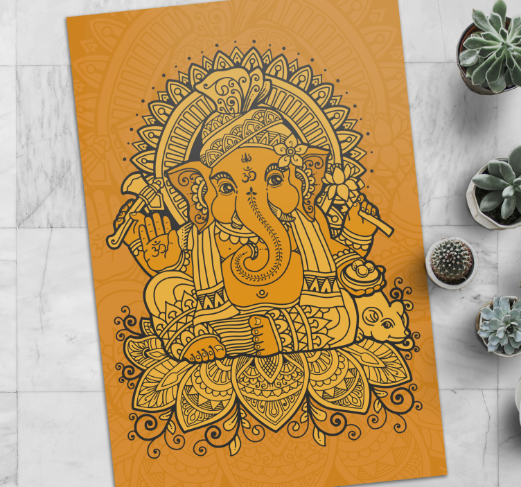 Mandala med ganesha i midten vinyl teppe mandala - Tenstickers