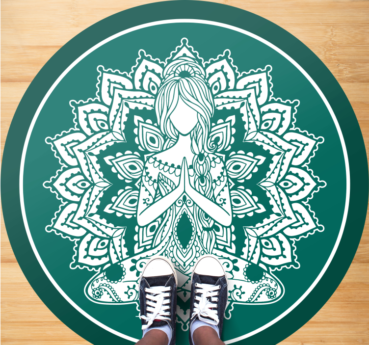 Mandala med mediterende kvinne vinyl teppe mandala - Tenstickers