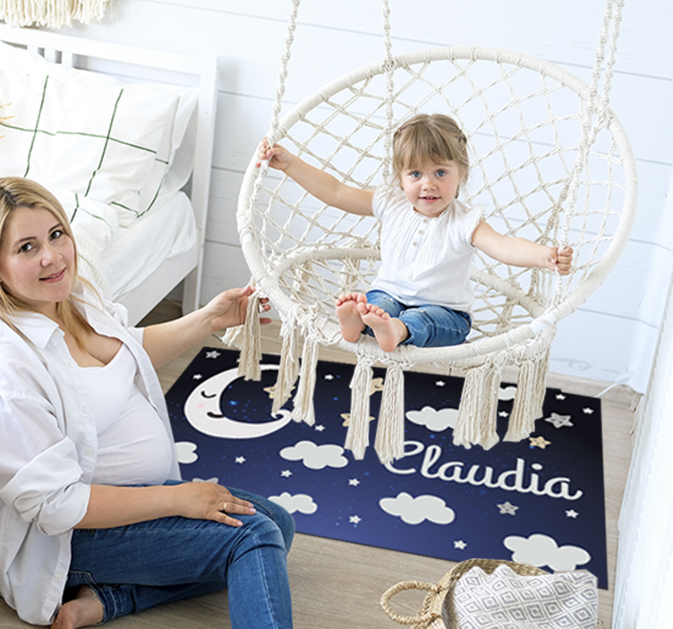 Fabelaktig måne og stjerner babyer vinyl teppe - Tenstickers