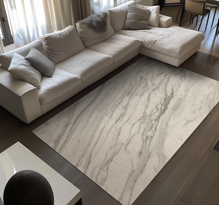 Marmor vinylteppe i elfenbensfarger med svarte detaljer - Tenstickers