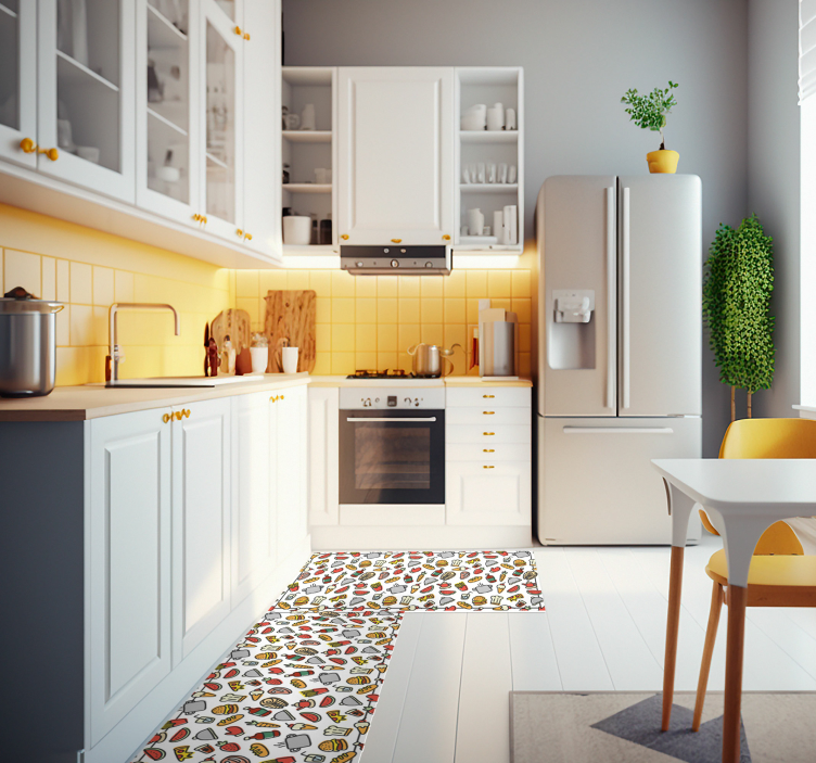 Mat ikoner mønster moderne vinyl teppe - Tenstickers