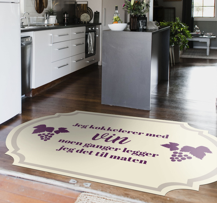 Matlaging med vintekst tilpasset vinyl teppe - Tenstickers