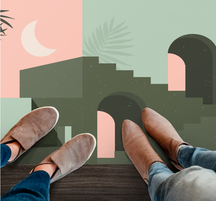 Minimalistisk abstrakt natur minimalistiske vinylteppe - Tenstickers