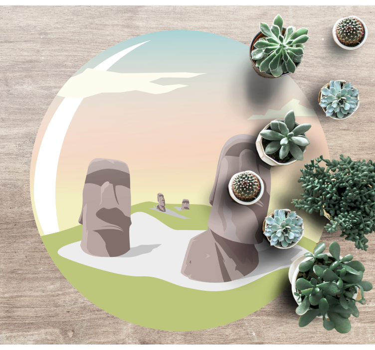 Moai stein silhuetter vinyl teppe natur - Tenstickers