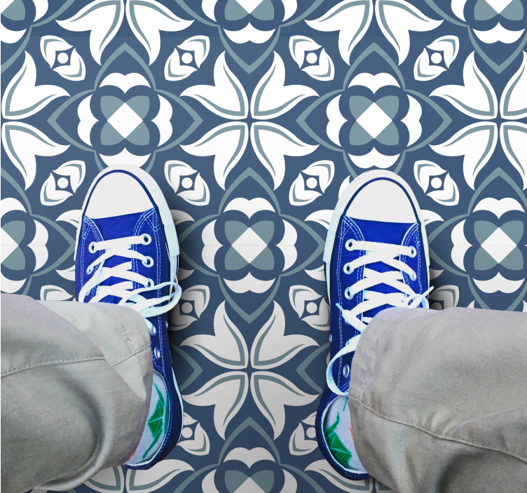 Moderne blå vase "hampton style" vinyl teppe moderne - Tenstickers