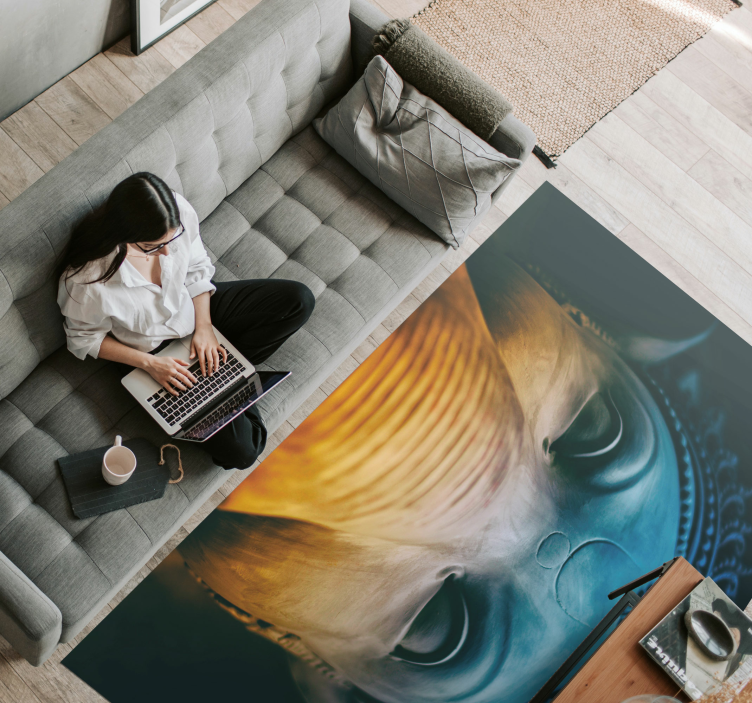 Moderne kunst blå elefant vinyl teppe - Tenstickers