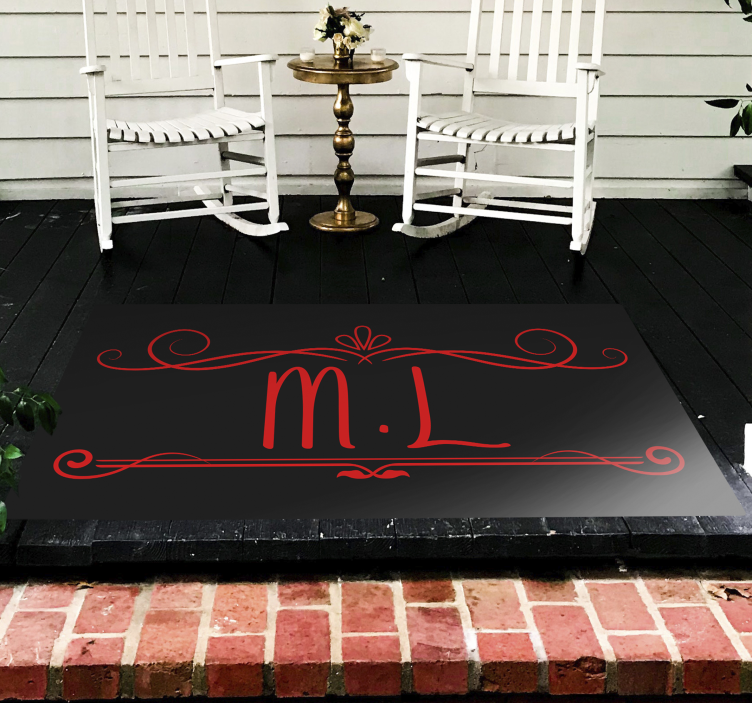 Monogram eleganse vinyl teppe med navn - Tenstickers