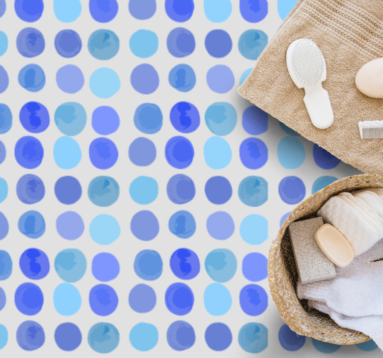 Mørk blå akvarellpolka vinyl teppe geometrisk - Tenstickers