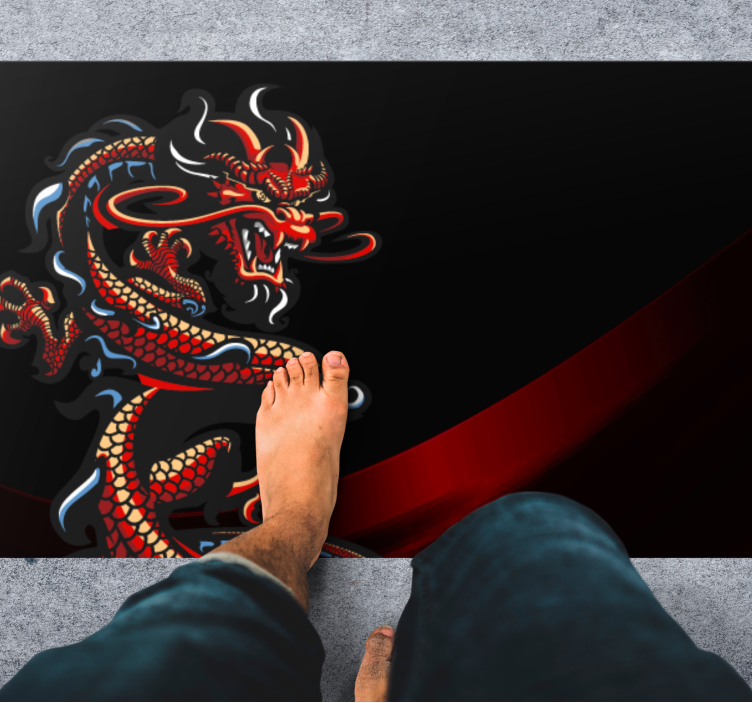 Mørk krøllet opp drage vinyl teppe dyr - Tenstickers