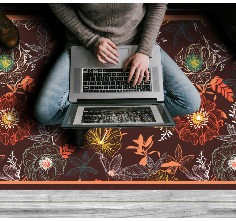 Mørkt vintage blomster stil natur vinyl teppe - Tenstickers