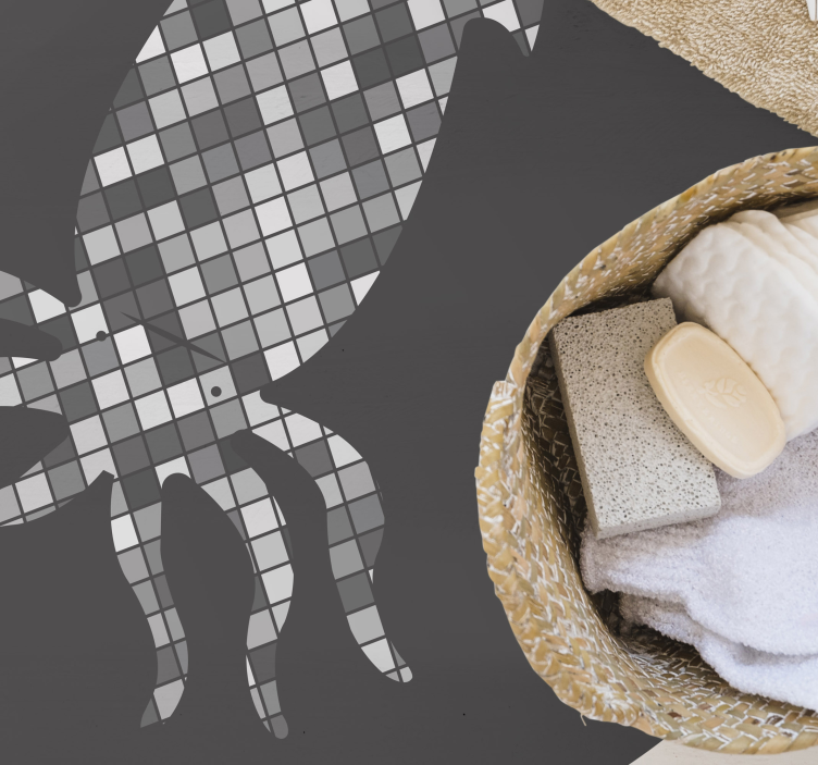 Mosaikk blekksprut silhuett vinyl teppe hydraulisk - Tenstickers