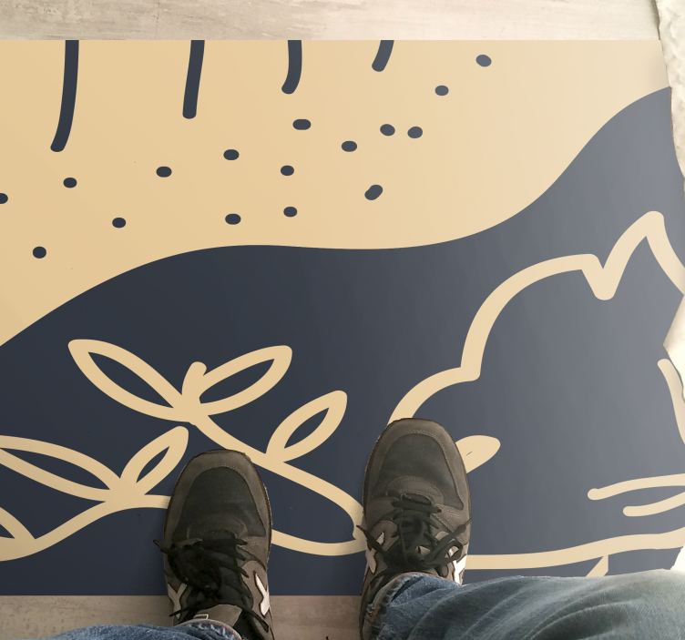 Beige bladmotiv vinyl teppe natur - Tenstickers