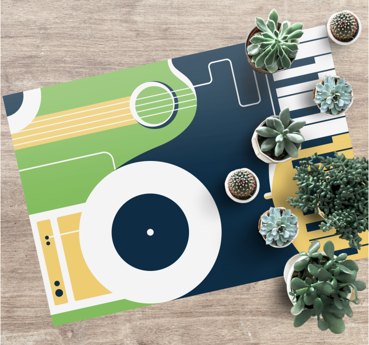 Motiv for musikkinstrumenter vinyl teppe rektangel - Tenstickers