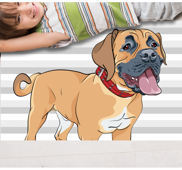 Pesende mastiff-illustrasjon vinyl teppe dyr - Tenstickers