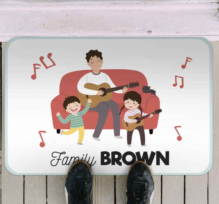 Musikalsk familienavn vinyl teppe mottak - Tenstickers