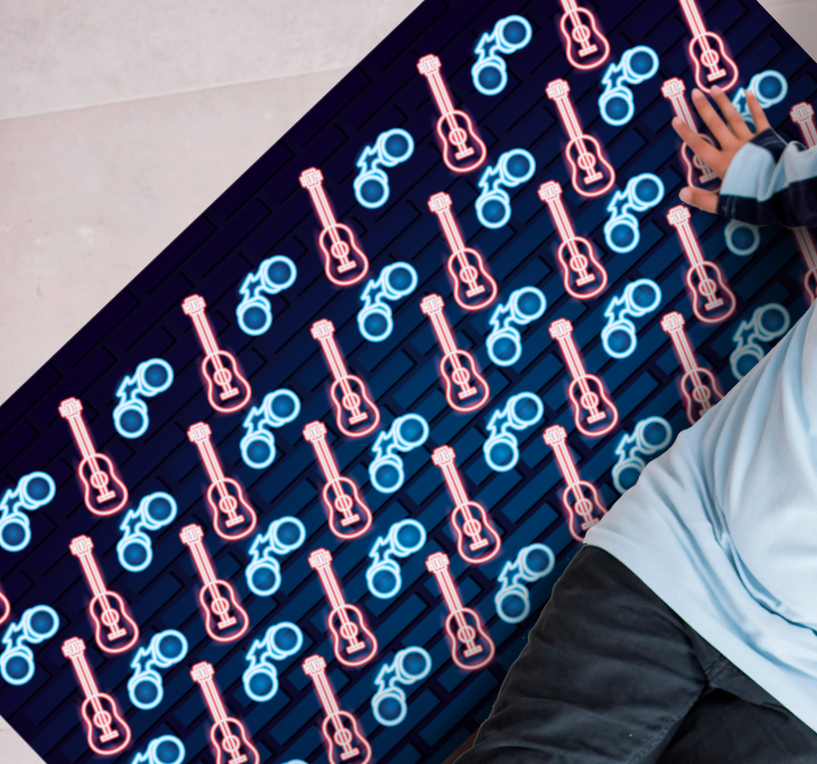 Musikkinspirerte mønstre vinyl teppe ungdom - Tenstickers