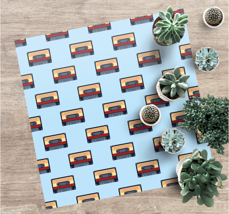 Musikksymboler for retrokassetter Vinyl teppe firkant - Tenstickers