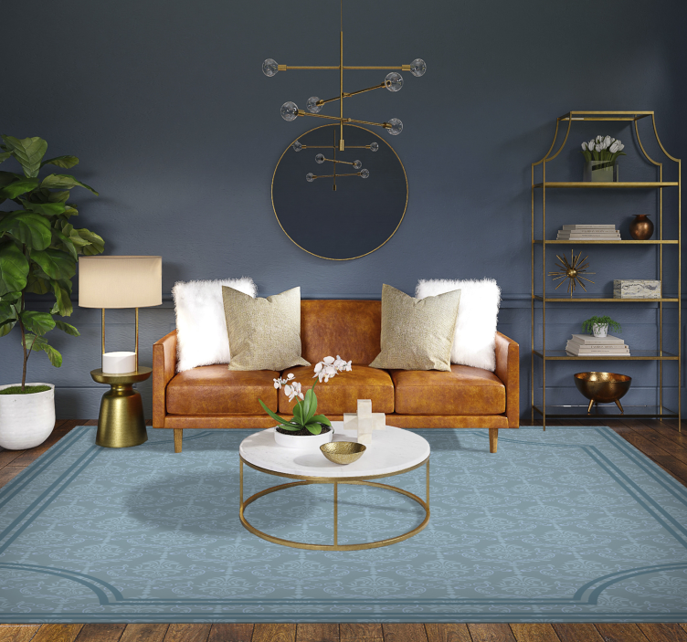 Myk blå barokk vinyl teppe spiserom - Tenstickers