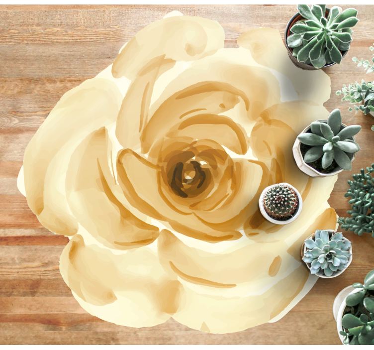 Myk beige rose vinyl teppe blomster og planter - Tenstickers