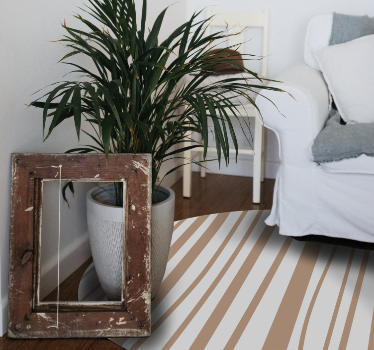 Myk stripete eleganse vinyl teppe rund - Tenstickers