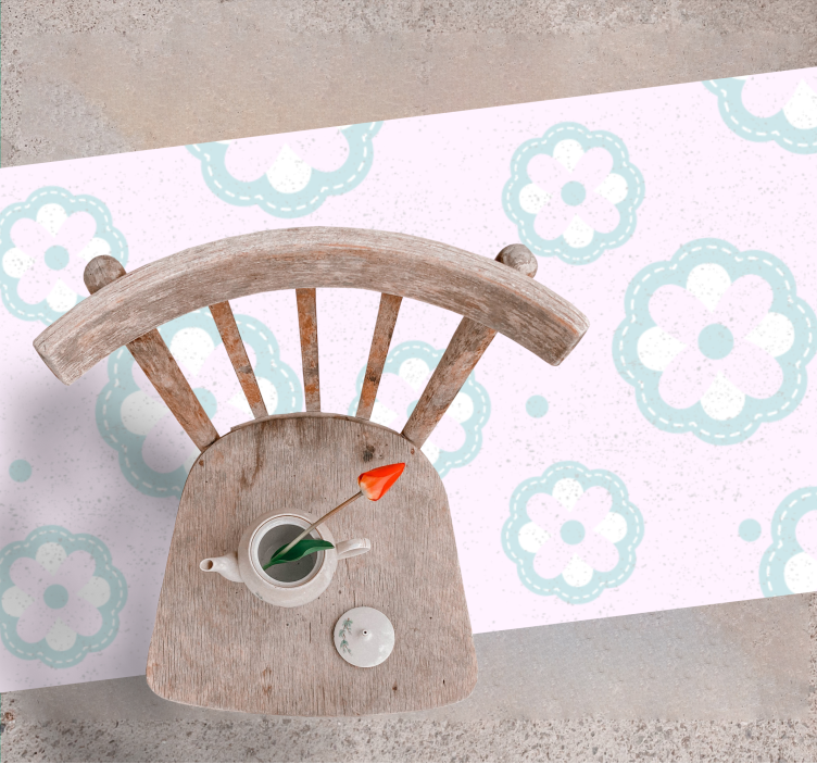 Mykt blomstermotiv Vinyl teppe flere barn - Tenstickers