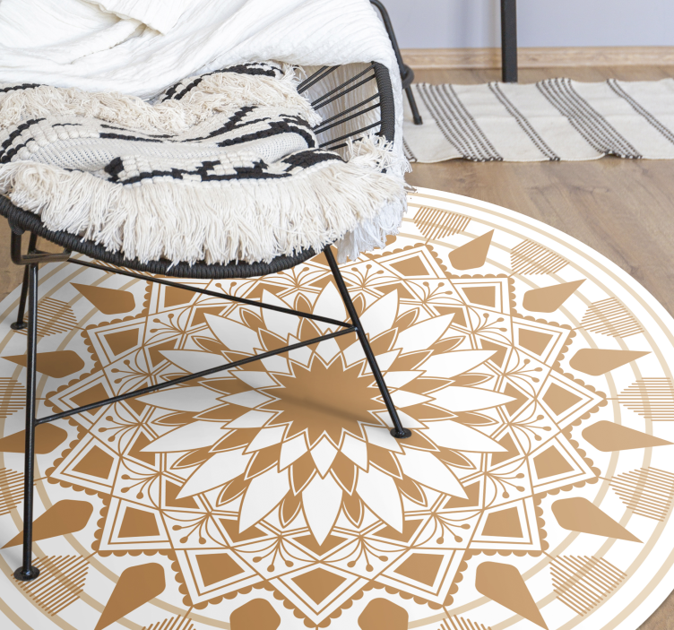 Naturlige farger stort mandala vinyl teppe - Tenstickers