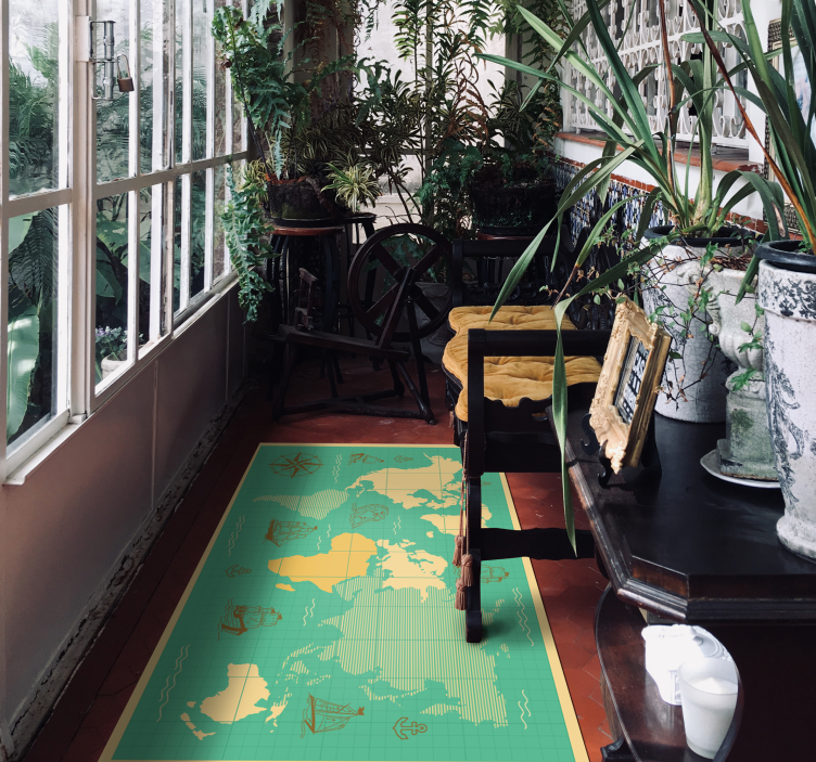 Nautisk letekart vinyl teppe verdenskart - Tenstickers