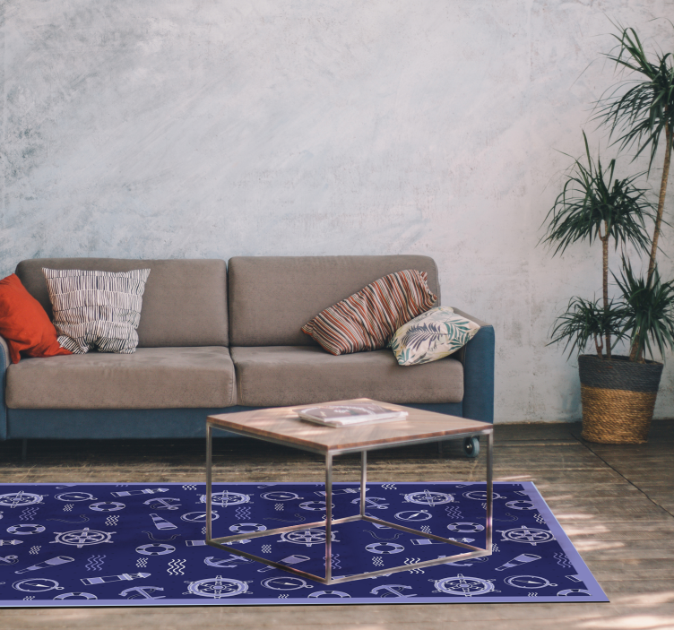 Nautisk motiv vinyl teppe stue - Tenstickers