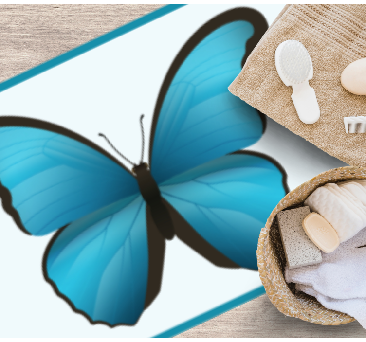 Neon blå sommerfugl design badegulv - Tenstickers