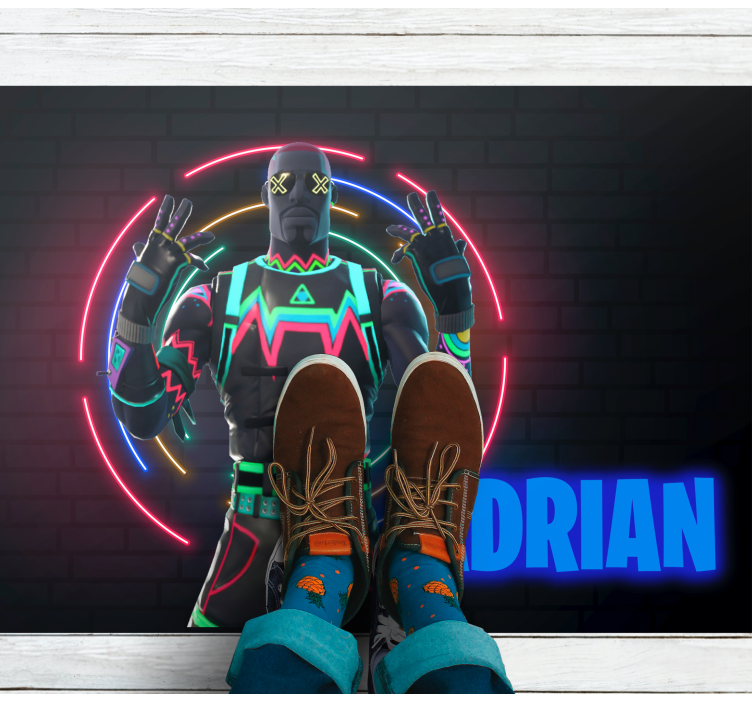 Neon-karaktervisning vinyl teppe med navn - Tenstickers