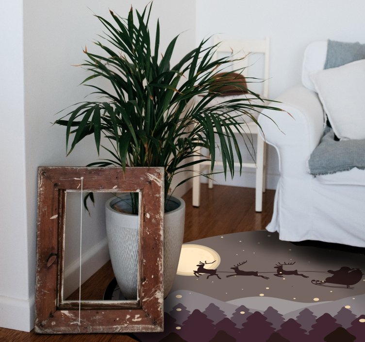 Santa og sleigh juletre matte - Tenstickers