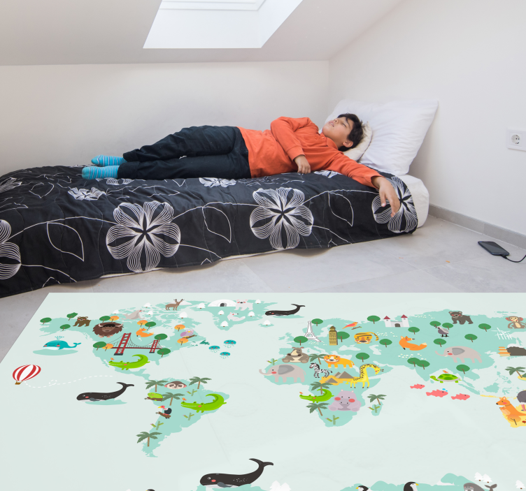 Nordisk turkisk verdensplan vinyl teppe for barn - Tenstickers