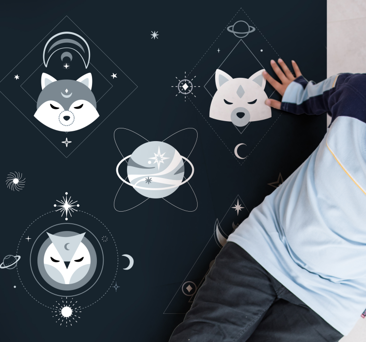 Nordic animals kosmisk vinyl teppe - Tenstickers