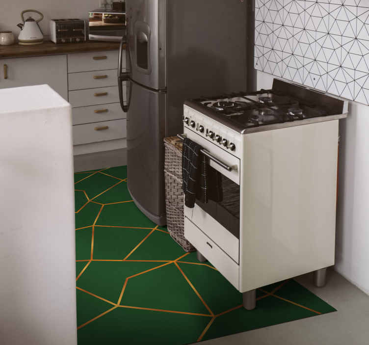 Nordisk grønne gule linjer nordisk vinyl teppe - Tenstickers