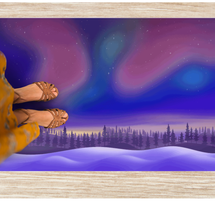 Nordlys nattehimmelen vinyl teppe natur - Tenstickers