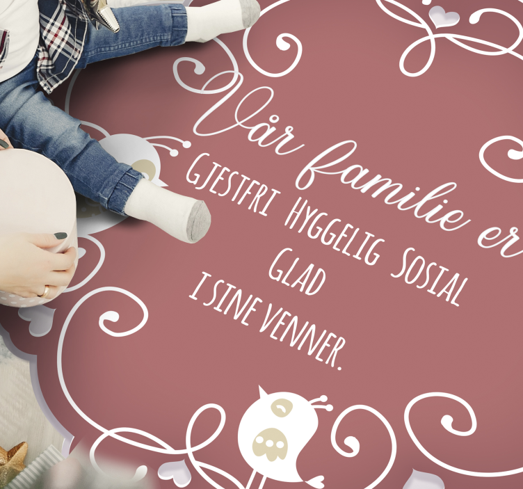 Norsk sitat familien vår er tilpasset vinyl teppe - Tenstickers