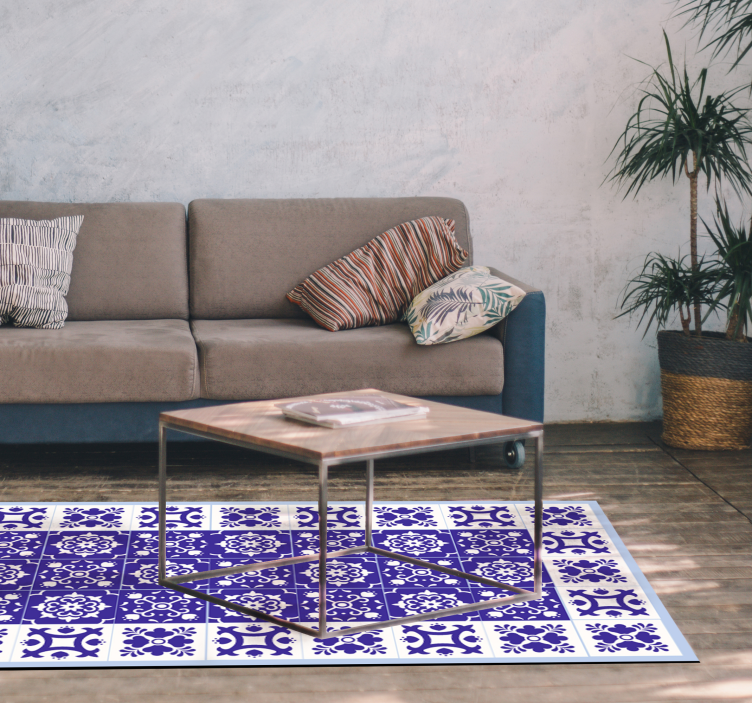 Nydelig hvitt og blått fliseteppe - Tenstickers