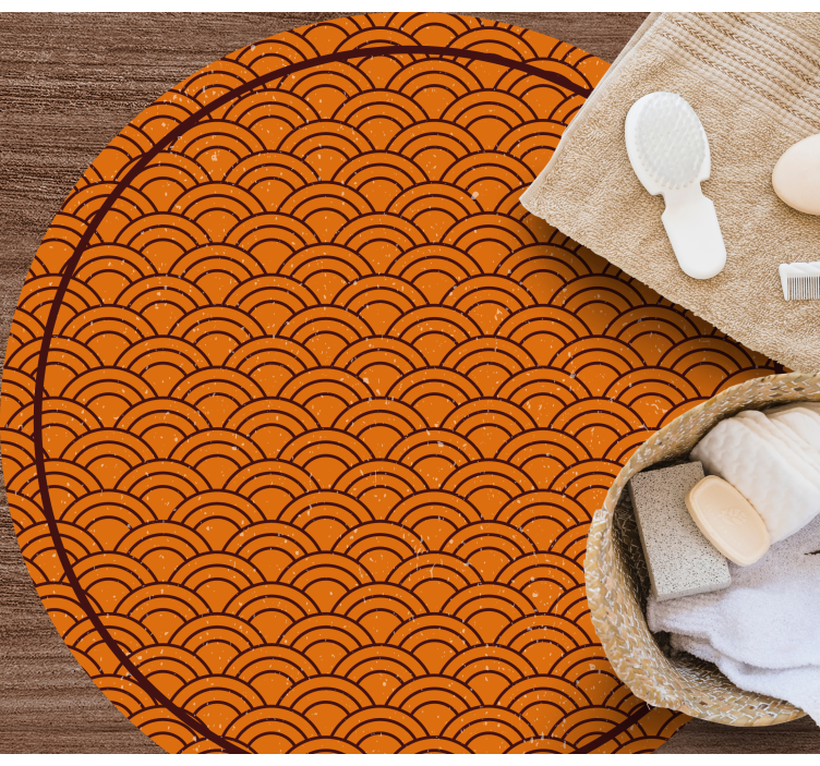 Oransje bølgemønster vinyl teppe rund - Tenstickers