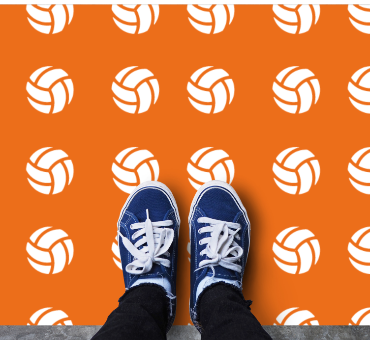 Oransje volleyballmønster vinyl teppe spill - Tenstickers