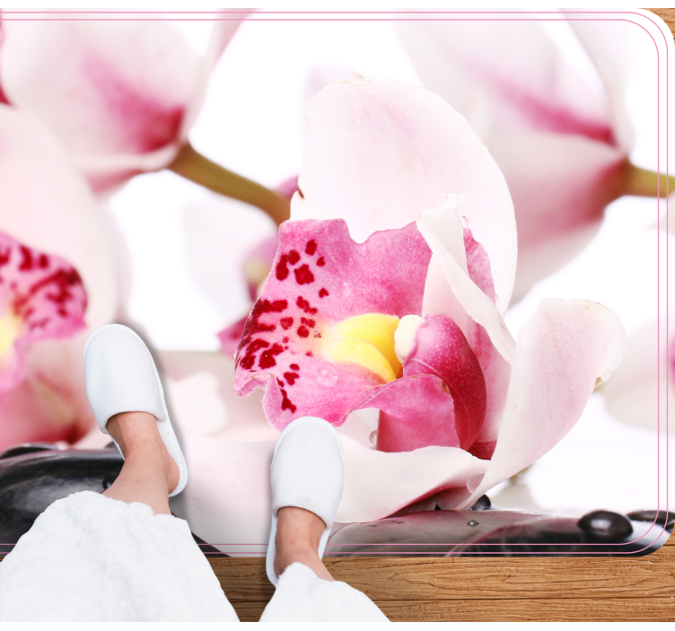 Orkideer med steiner blomsterteppe - Tenstickers