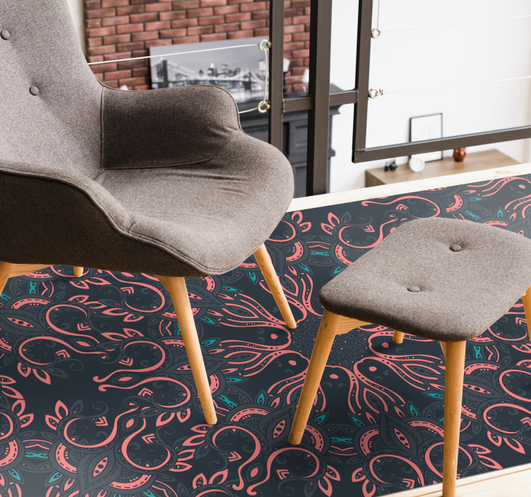 Paisley blekksprut vinyl teppe dyr - Tenstickers