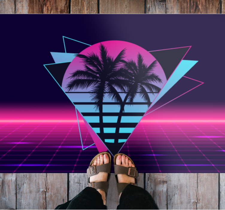 Palmetre i vaporwave-stil vinyl teppe vintage - Tenstickers