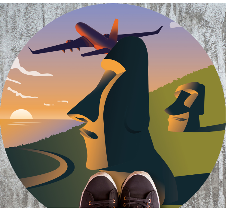 Påskeøya solnedgang vinyl teppe rund - Tenstickers