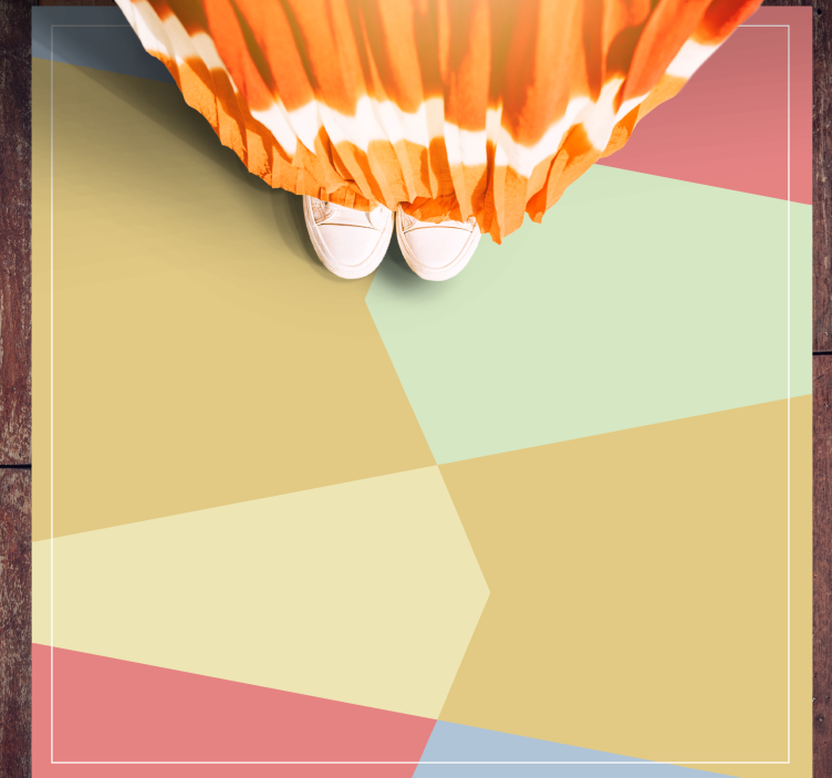 Pastell geometrisk fargeblokk Vinyl teppe firkant - Tenstickers