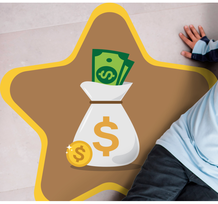 Pengesekk på en stjerne vinyl teppe ungdom - Tenstickers