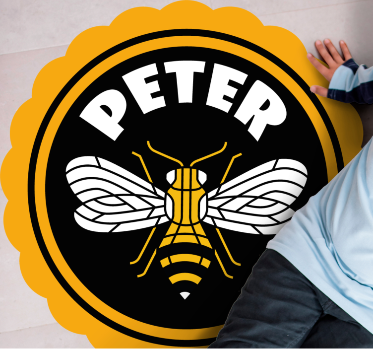 Personlig bie-emblem vinyl teppe med navn - Tenstickers