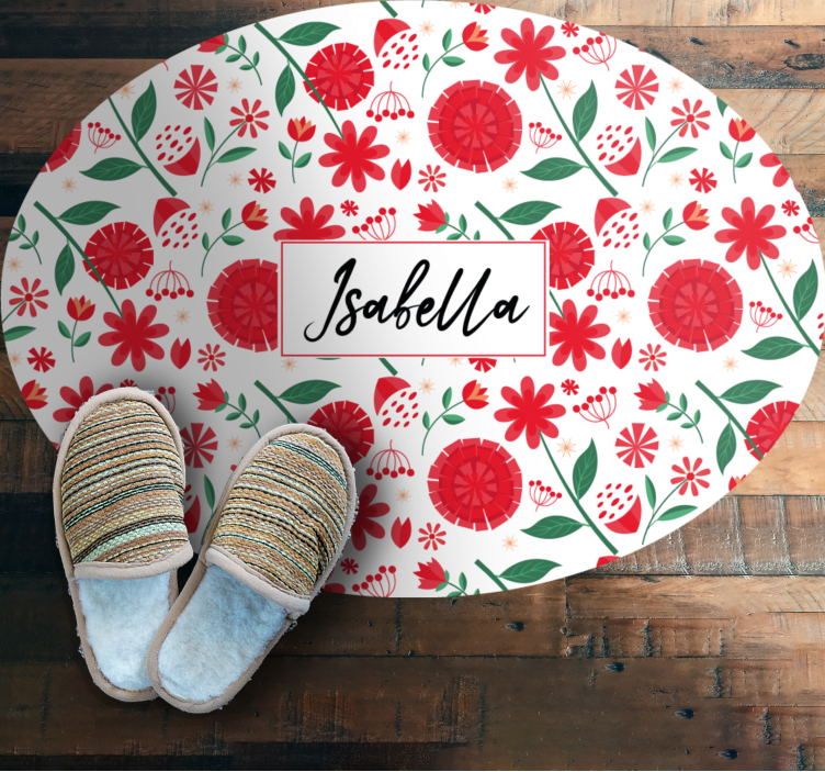 Tilpassede røde blomster vinyl teppe soverom - Tenstickers