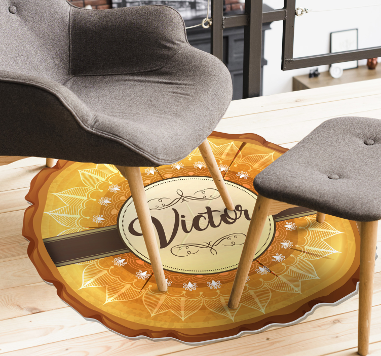 Personlig festlig emblem vinyl teppe med navn - Tenstickers