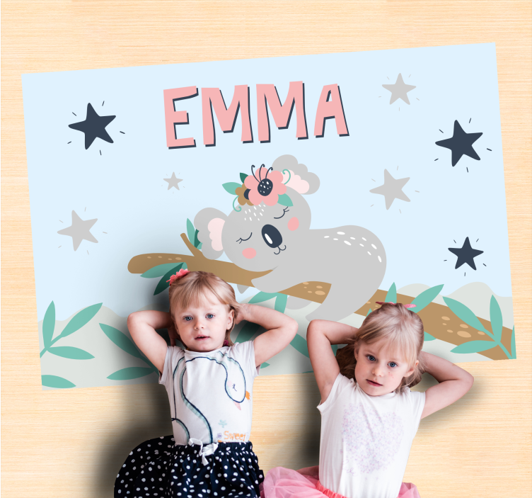 Koalanatt vinyl teppe med navn - Tenstickers