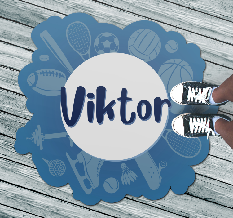 Personlig sportsemblem vinyl teppe med navn - Tenstickers